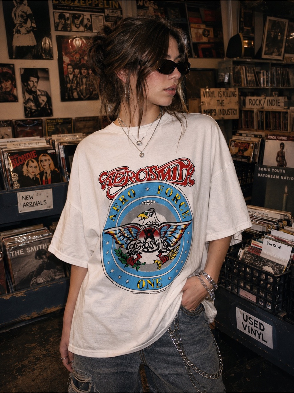 Aerosmith Aero Force One Oversized Graphic Band Tee NWOT Rocker Y2K